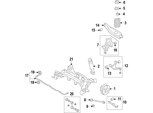 2014 Hyundai Santa Fe Rear Suspension Components, Lower Control Arm, Upper Control Arm, Stabilizer Bar Spring-Rear Diagram for 55350-B8550