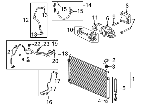 2013 Acura TL Air Conditioner Condenser Assembly Diagram for 80110-TK4-A01