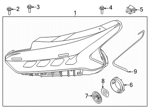 2021 Kia K5 Headlamps Passenger Side Headlight Assembly Diagram for 92102L3000