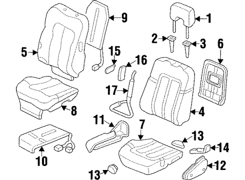 1997 Acura CL Heated Seats Pad & Frame, Right Front Seat Cushion Diagram for 81132-SY8-A01