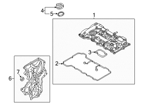 2020 Kia Optima Valve & Timing Covers Cover Assembly-Timing Chain Diagram for 213502E411