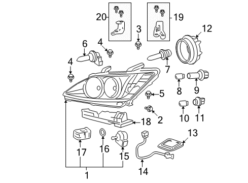 2010 Lexus ES350 Headlamps Headlamp Unit With Gas, Left Diagram for 81185-33750