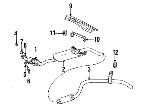 1989 Dodge Grand Caravan Exhaust Components Catalytic Converter With Pipes Diagram for E0015700