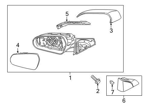 2020 Hyundai Veloster Outside Mirrors Rear View Mirror Scalp, Left, Exterior Diagram for 87616-J3000