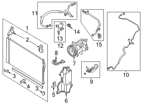 2019 Infiniti Q50 A/C Condenser, Compressor & Lines Condenser & Liquid Tank Assy Diagram for 92100-6HC0B