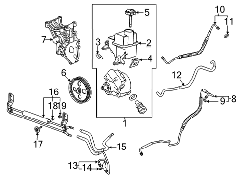 2022 Chevrolet Silverado 3500 HD P/S Pump & Hoses Power Steering Pump Reservoir Diagram for 19209150