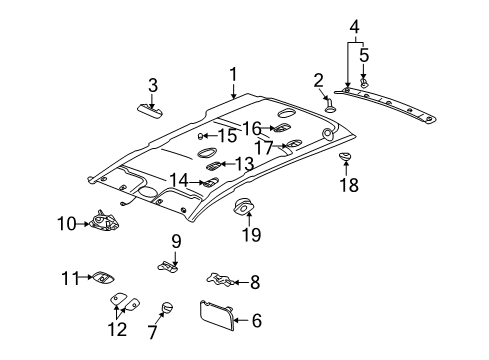 2002 Saturn Vue Sunroof Housing, Dome Lamp *Shale Diagram for 10394781