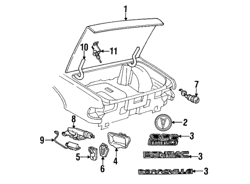1991 Pontiac Bonneville Trunk Tumbler, Lock Cyl #1 (Side Bar) <Split> Diagram for 19120139