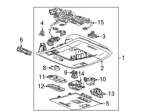 2019 GMC Sierra 2500 HD Overhead Console Trim Plate Diagram for 84435126