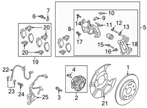 2021 Hyundai Santa Fe Rear Brakes SENSOR ASSY-ABS REAR WHEEL, LH Diagram for 58950-CLAD0