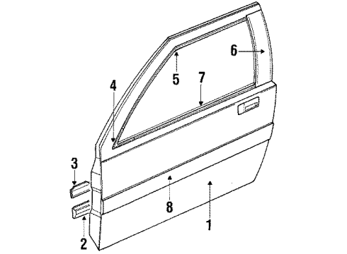 1988 Acura Integra Front Door Protector, Left Front Door Diagram for 75817-SE7-013