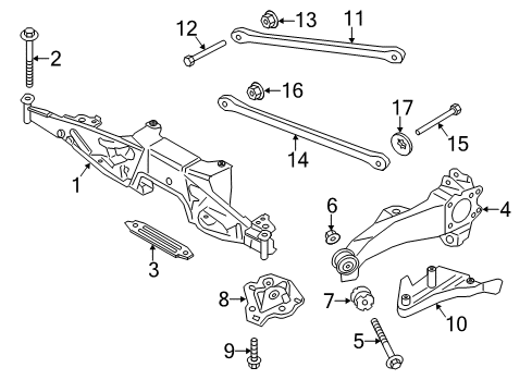 2018 Mini Cooper Countryman Rear Suspension Components, Ride Control Cross-Member, Rear Axle Differential Diagram for 33366858474