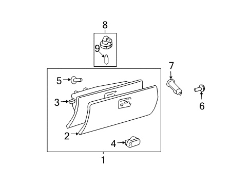 2005 Toyota 4Runner Glove Box Glove Box Assembly Diagram for 55550-35060-B0