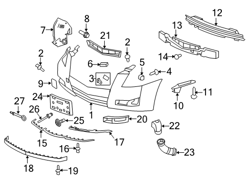 2011 Cadillac CTS Front Bumper Impact Bar Diagram for 20966013