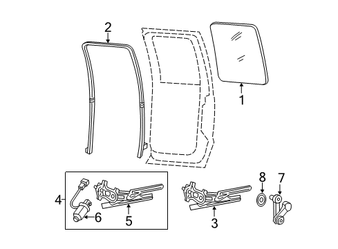 2013 Ford F-350 Super Duty Rear Door - Glass & Hardware Run Channel Diagram for DC3Z-2625766-A