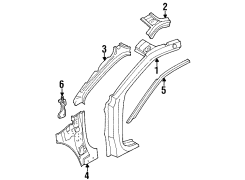 1995 Isuzu Rodeo Hinge Pillar Bracket, R. Instrument Supportbar Diagram for 8-97100-044-8