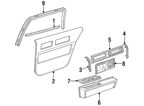 1992 Cadillac Fleetwood Interior Trim - Rear Door Armrest Asm-Rear Side Door *Black Diagram for 20507648