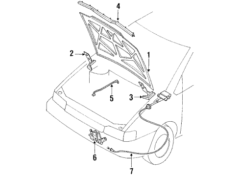 1990 Nissan Axxess Hood & Components Rod-Hood Support Diagram for 65771-30R00