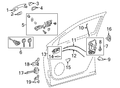 2017 Toyota Highlander Front Door Handle, Outside Diagram for 69210-0E080-A0