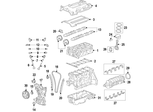 2013 Hyundai Elantra Coupe Engine Parts, Mounts, Cylinder Head & Valves, Camshaft & Timing, Oil Pan, Oil Pump, Crankshaft & Bearings, Pistons, Rings & Bearings, Variable Valve Timing Cover Assembly-Timing Chain Diagram for 21350-2E021