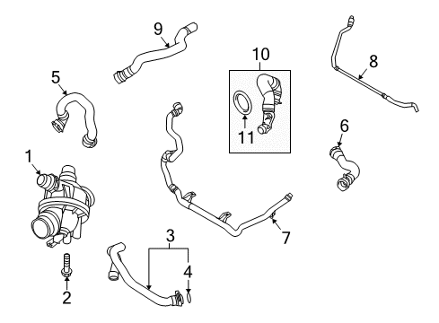 2015 BMW Z4 Hoses, Lines & Pipes Thermostat Diagram for 11537549476