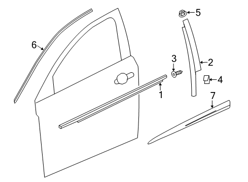 2016 Chevrolet Cruze Exterior Trim - Front Door Reveal Molding Diagram for 13406208