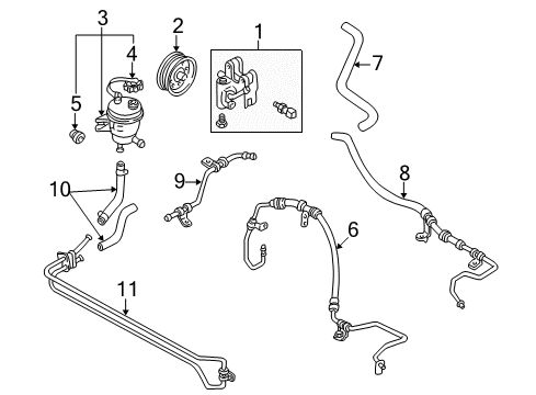 2006 Mercury Mariner P/S Pump & Hoses, Steering Gear & Linkage Power Steering Pump Diagram for 7L8Z-3A674-ARM