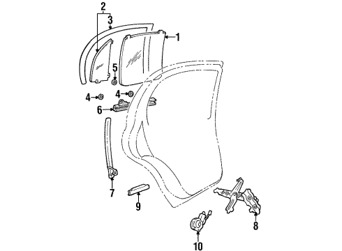 1997 Lincoln Continental Rear Door Regulator Diagram for F5OY-5427009-A