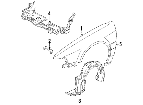 1993 Honda Accord Fender & Components, Exterior Trim Fender, Left Front (Inner) Diagram for 74151-SM4-010