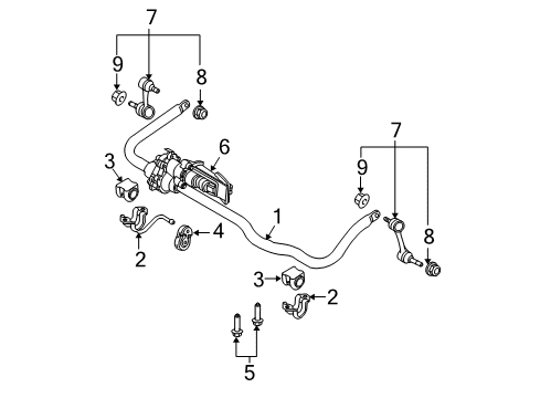 2009 Dodge Ram 2500 Stabilizer Bar & Components - Front ACTUATOR-STABILIZER Bar Diagram for 68217400AA
