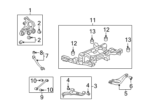 2013 Cadillac CTS Rear Suspension Components, Lower Control Arm, Upper Control Arm, Stabilizer Bar Suspension Crossmember Diagram for 19257549