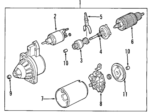 2000 Cadillac Catera Starter Holder, Starter Ground Brush Diagram for 9196673