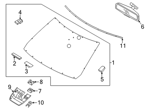 2022 Kia Carnival Glass, Reveal Moldings MOULDING-WINDSHIELD Diagram for 86120R0000