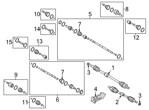 2015 Hyundai Veloster Drive Axles - Front Boot Kit-Front Axle Differential Diagram for 495953X4A0