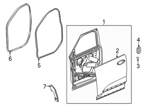 2021 Chevrolet Trailblazer Door & Components Front Weatherstrip Diagram for 42697262