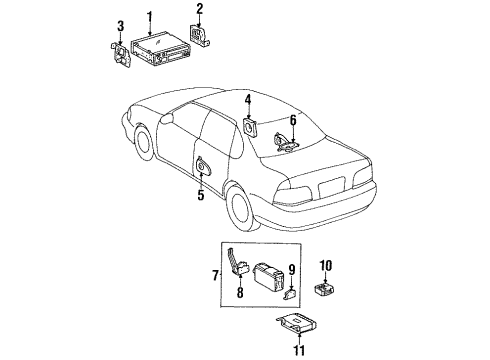 1996 Toyota Avalon Sound System Mount Bracket Diagram for 86211-AC020