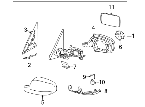 2010 BMW X3 Outside Mirrors Outside Mirror Cover Cap, Primed, Right Diagram for 51162997538