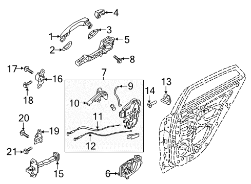 2018 Kia Rio Rear Door - Lock & Hardware Rear Door Latch Assembly Right Diagram for 81420H8000