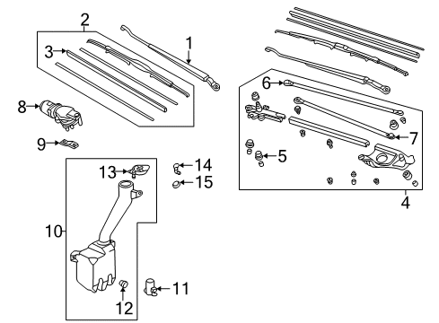 1998 Honda Civic Wiper & Washer Components Tank Set, Washer Diagram for 76840-S04-013