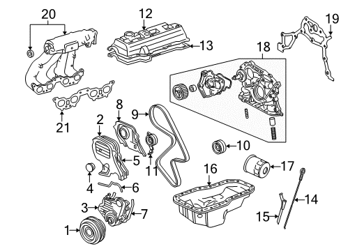 2000 Toyota Solara Engine Parts, Mounts, Cylinder Head & Valves, Oil Pump, Crankshaft & Bearings Guide Tube Diagram for 11452-74070