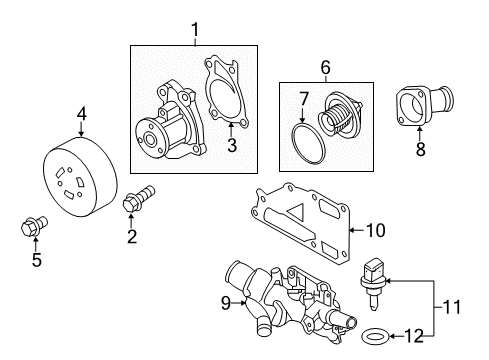 2012 Nissan Versa Senders Pulley-Fan & Water Pump Diagram for 21051-ED50A