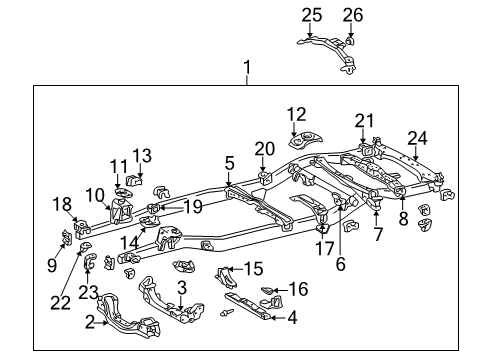 2001 Toyota Sequoia Frame & Components Cab Mount Bracket Diagram for 51707-0C010