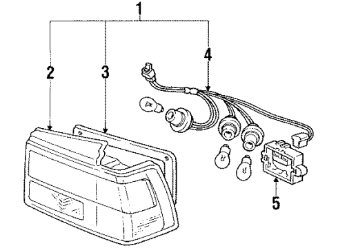 1986 Honda Accord Combination Lamps Housing, L. Diagram for 33551-SE3-A01