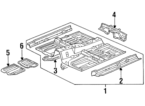 1998 Acura TL Pillars, Rocker & Floor - Floor & Rails Floor, Front Diagram for 65100-SZ5-A00ZZ