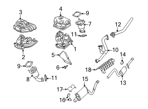 2005 Dodge Stratus Exhaust Components, Exhaust Manifold Exhaust Muffler And Tailpipe Diagram for 4764604AC