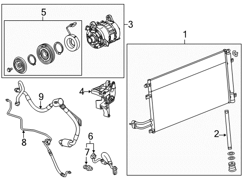 2017 Cadillac Escalade Air Conditioner Hose Asm-A/C Compressor Diagram for 23443882