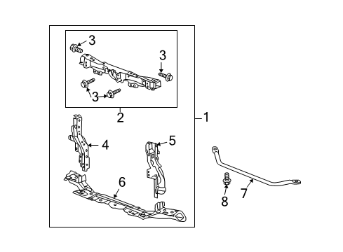 2009 Honda Fit Radiator Support Bulkhead, Front Diagram for 60400-TK6-A01ZZ