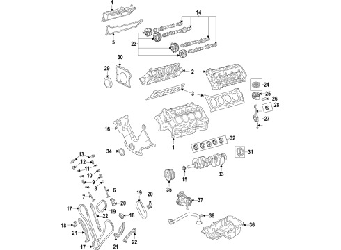 2016 Ford Mustang Engine Parts, Mounts, Cylinder Head & Valves, Camshaft & Timing, Variable Valve Timing, Oil Pan, Oil Pump, Balance Shafts, Crankshaft & Bearings, Pistons, Rings & Bearings Oil Cooler Diagram for FR3Z-6A642-A