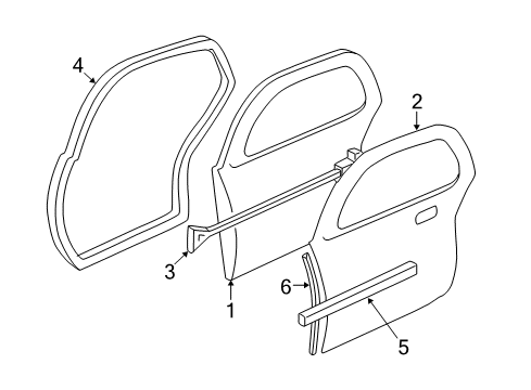 2005 Buick Century Rear Door Rear Side Door Latch Assembly- Lh Diagram for 89044539