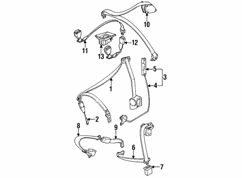 1995 BMW 530i Front Seat Belts, Rear Seat Belts Safety Belt Adjuster Right Diagram for 72118127552